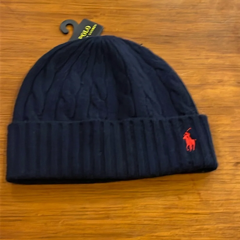 Polo Ralph Lauren Winter Beanie Cuff Cable Knit Hat new blue Mens Women’s